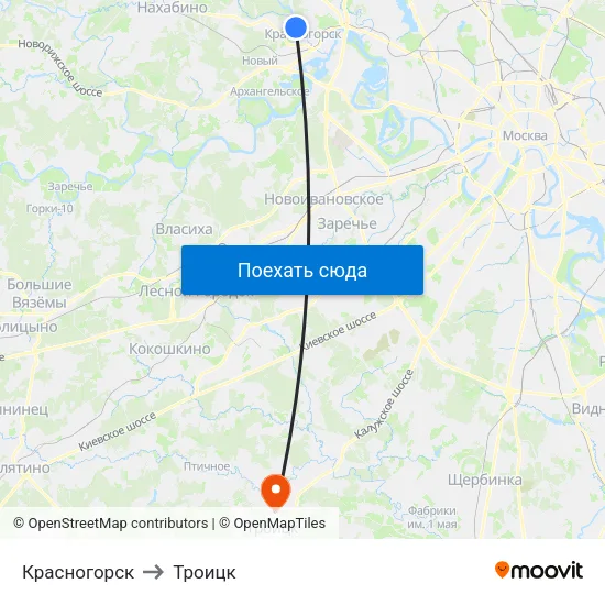 Красногорск to Троицк map