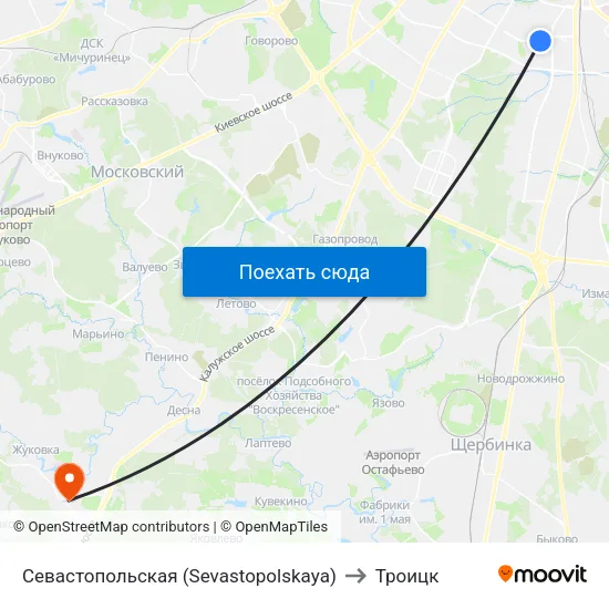 Севастопольская (Sevastopolskaya) to Троицк map