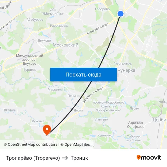 Тропарёво (Troparevo) to Троицк map