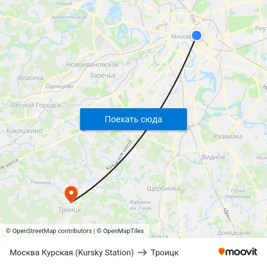 Москва Курская (Kursky Station) to Троицк map