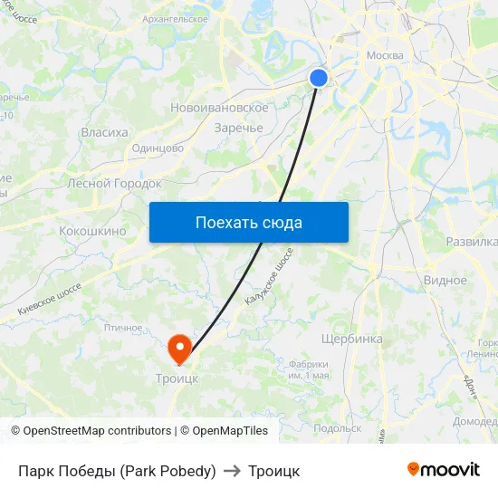 Парк Победы (Park Pobedy) to Троицк map