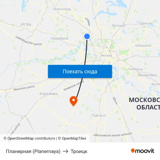 Планерная (Planernaya) to Троицк map