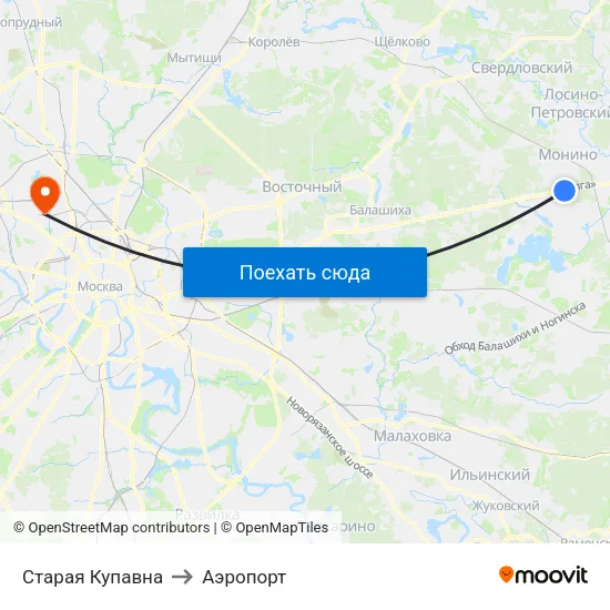Старая Купавна to Аэропорт map