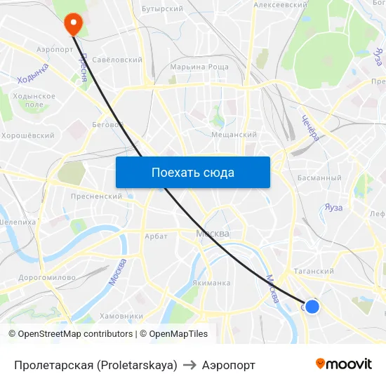 Пролетарская (Proletarskaya) to Аэропорт map