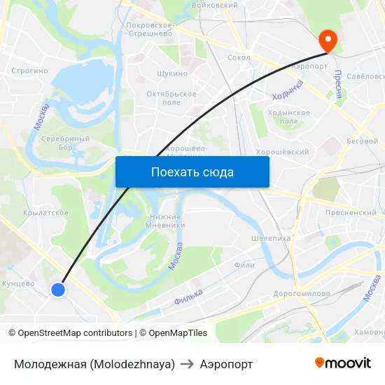 Молодежная (Molodezhnaya) to Аэропорт map
