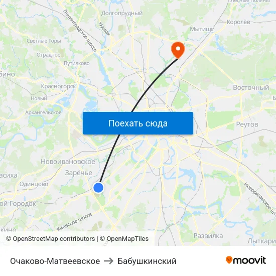 Очаково-Матвеевское to Бабушкинский map