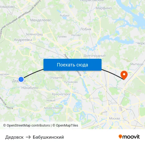 Дедовск to Бабушкинский map
