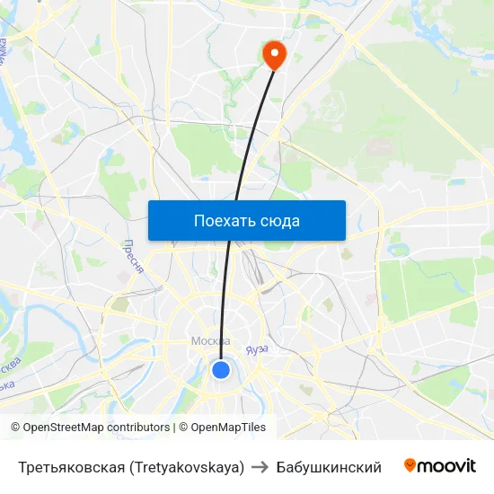 Третьяковская (Tretyakovskaya) to Бабушкинский map