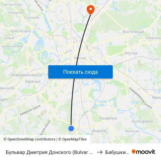 Бульвар Дмитрия Донского (Bulvar Dmitriya Donskogo) to Бабушкинский map