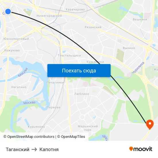 Таганский to Капотня map