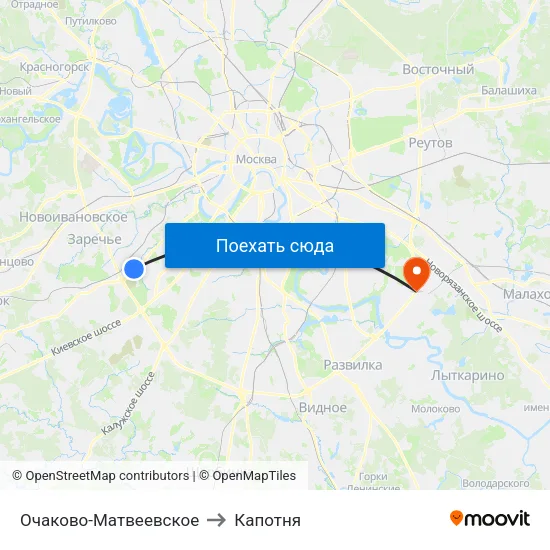 Очаково-Матвеевское to Капотня map