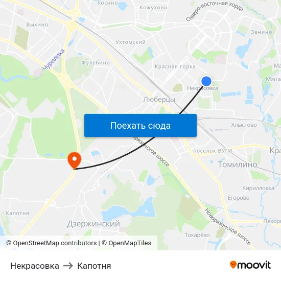 Некрасовка to Капотня map