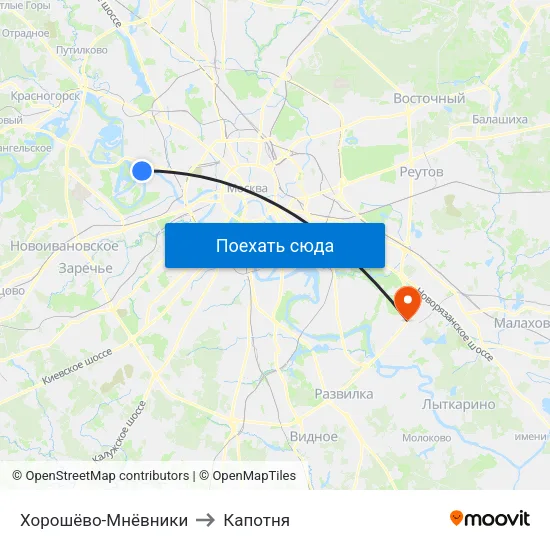 Хорошёво-Мнёвники to Капотня map