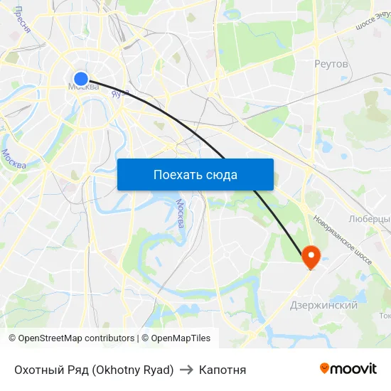 Охотный Ряд (Okhotny Ryad) to Капотня map