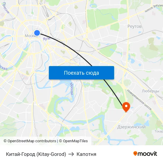 Китай-Город (Kitay-Gorod) to Капотня map