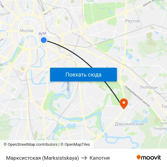 Марксистская (Marksistskaya) to Капотня map