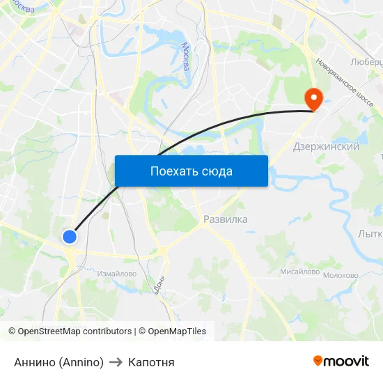 Аннино (Annino) to Капотня map