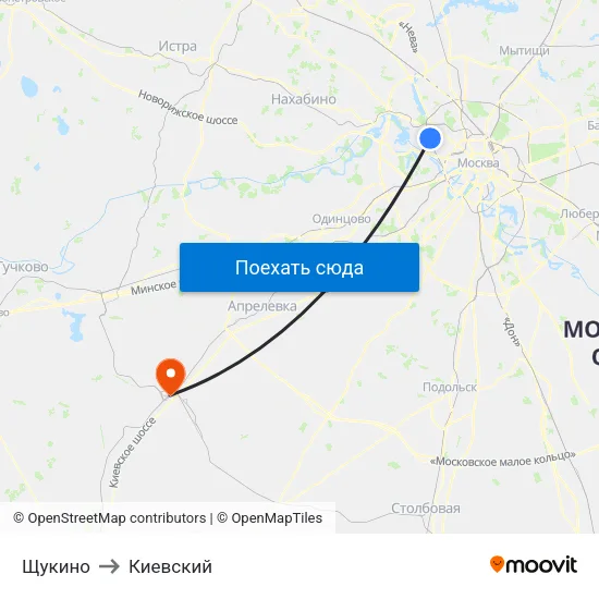 Щукино to Киевский map