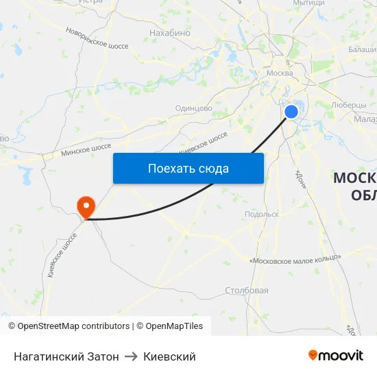 Нагатинский Затон to Киевский map