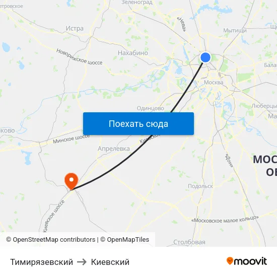 Тимирязевский to Киевский map