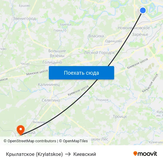 Крылатское (Krylatskoe) to Киевский map