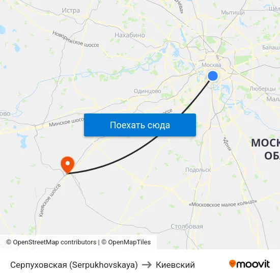 Серпуховская (Serpukhovskaya) to Киевский map
