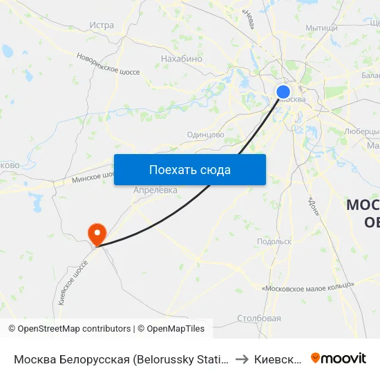 Москва Белорусская (Belorussky Station) to Киевский map