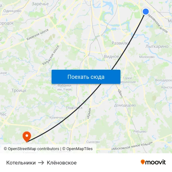 Котельники to Клёновское map
