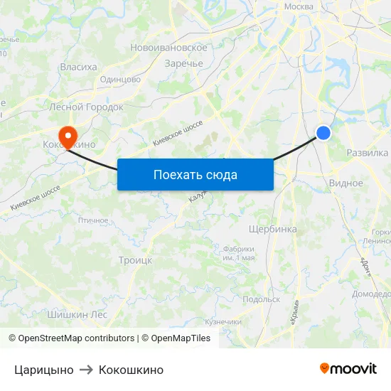 Царицыно to Кокошкино map