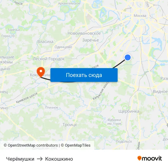 Черёмушки to Кокошкино map