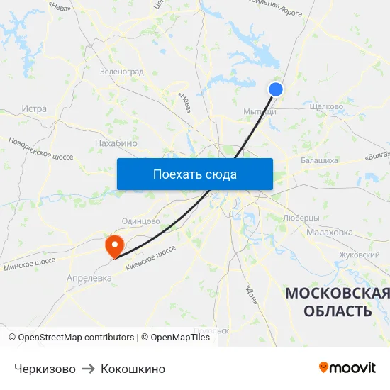 Черкизово to Кокошкино map