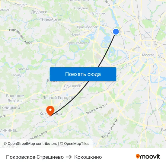 Покровское-Стрешнево to Кокошкино map