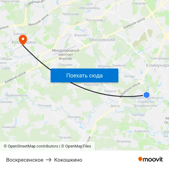 Воскресенское to Кокошкино map