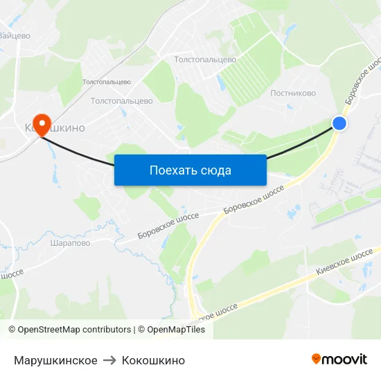 Марушкинское to Кокошкино map