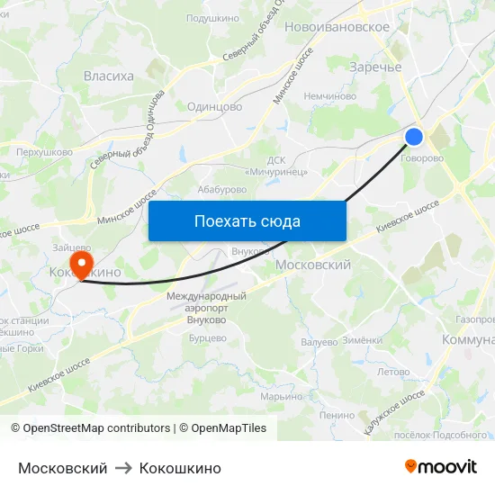 Московский to Кокошкино map