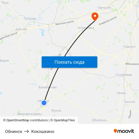 Обнинск to Кокошкино map