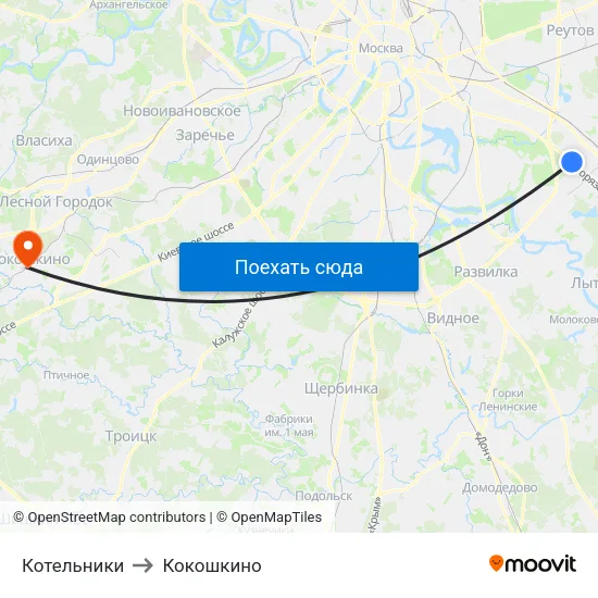Котельники to Кокошкино map