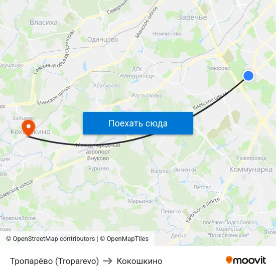 Тропарёво (Troparevo) to Кокошкино map