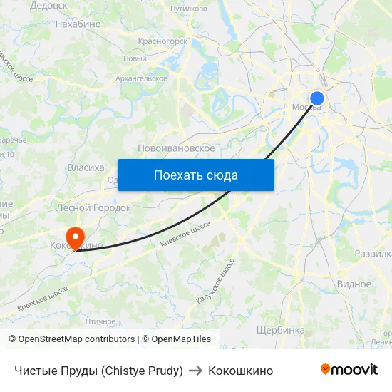 Чистые Пруды (Chistye Prudy) to Кокошкино map