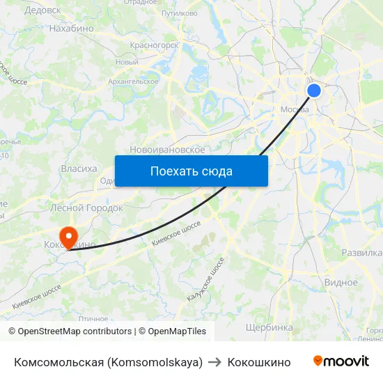 Комсомольская (Komsomolskaya) to Кокошкино map