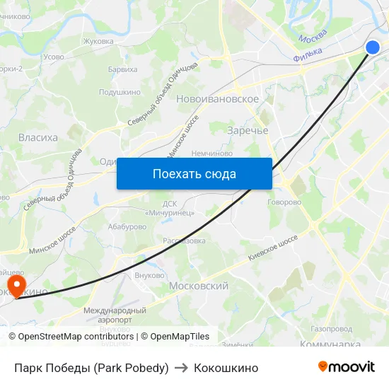 Парк Победы (Park Pobedy) to Кокошкино map