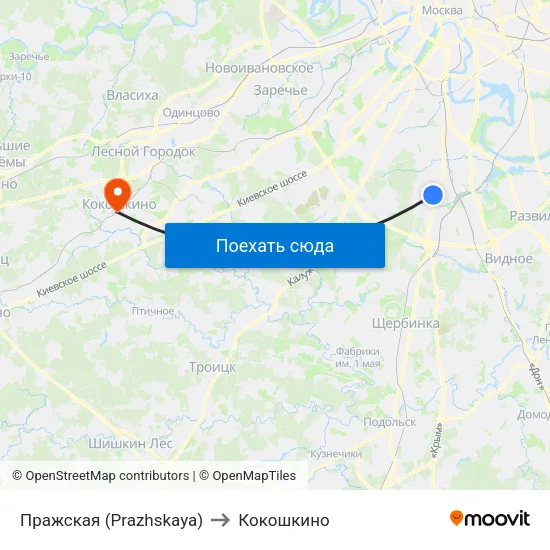 Пражская (Prazhskaya) to Кокошкино map