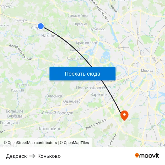 Дедовск to Коньково map