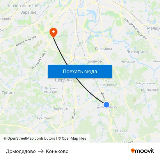 Домодедово to Коньково map