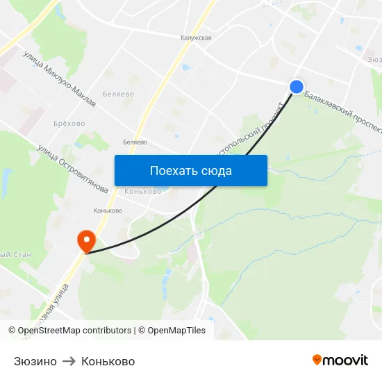 Зюзино to Коньково map