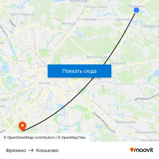Фрязино to Коньково map