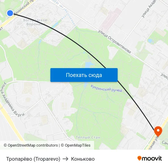 Тропарёво (Troparevo) to Коньково map