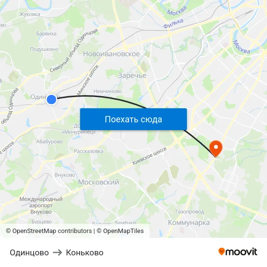 Одинцово to Коньково map