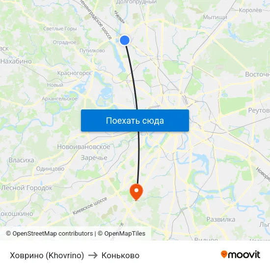 Ховрино (Khovrino) to Коньково map