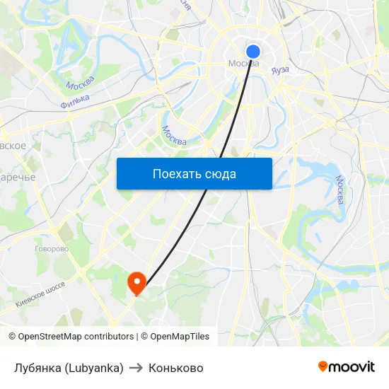 Лубянка (Lubyanka) to Коньково map